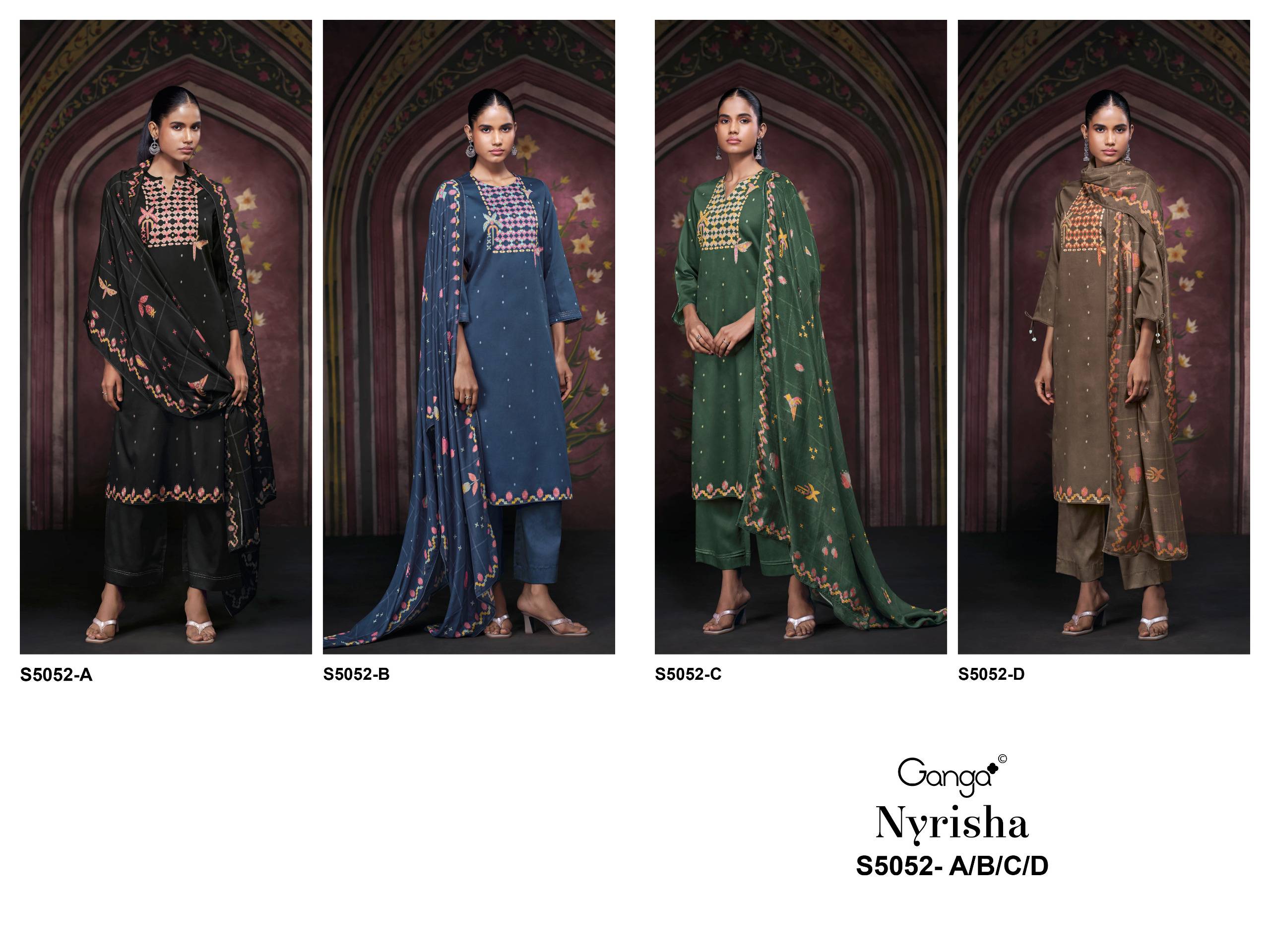 NYRISHA 5052 SERIES BY GANGA FASHION Beautiful Colourful COTTON SATIN Dresses At Wholesale Price
